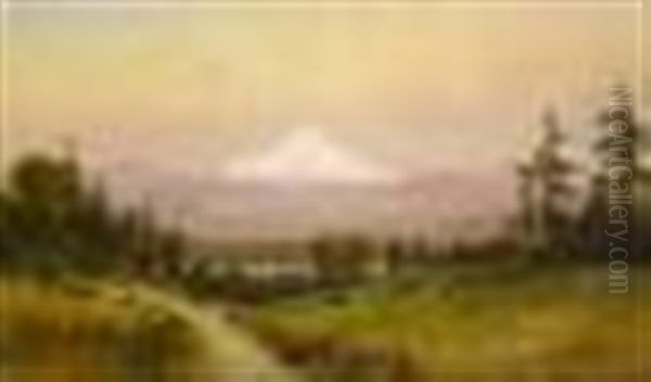 Mount Hood At Sunset Oil Painting by Cleveland Rockwell