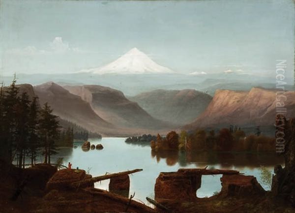 Landscape With Mount Hood In The Background Oil Painting by Cleveland Rockwell