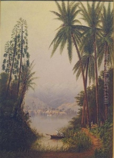 Tropical River Landscape (the Magdalena River, Columbia ?) Oil Painting by Cleveland Rockwell