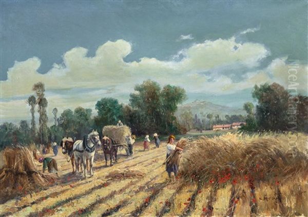 La Raccolta Del Fieno Oil Painting by Leonardo Roda