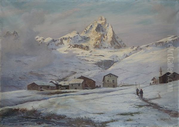 Paesaggio Montano Con Cervino Sullo Sfondo Oil Painting by Leonardo Roda