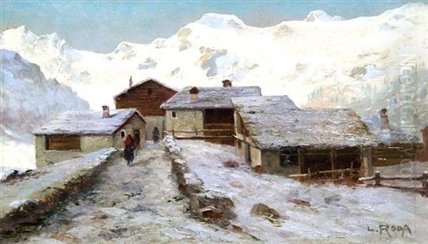 Inverno In Montagna Oil Painting by Leonardo Roda