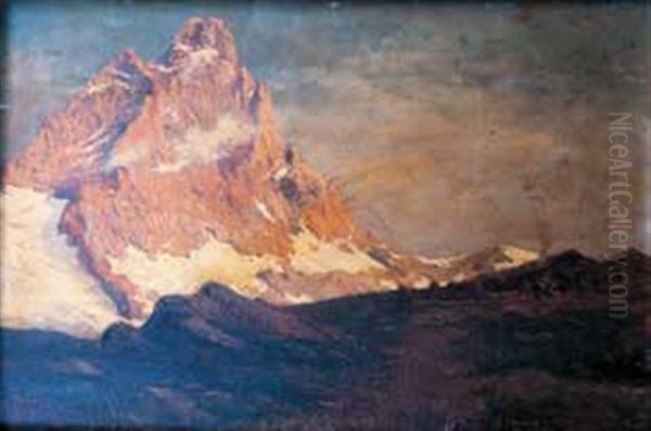 Il Monte Cervino (dal Plan Torretti) Oil Painting by Leonardo Roda