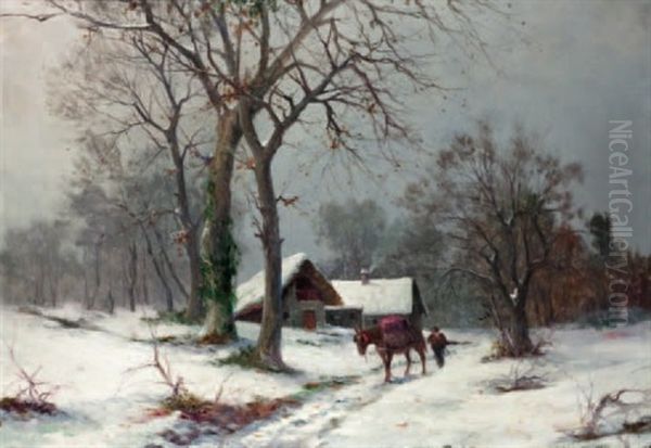 Bosco Innevato Oil Painting by Leonardo Roda