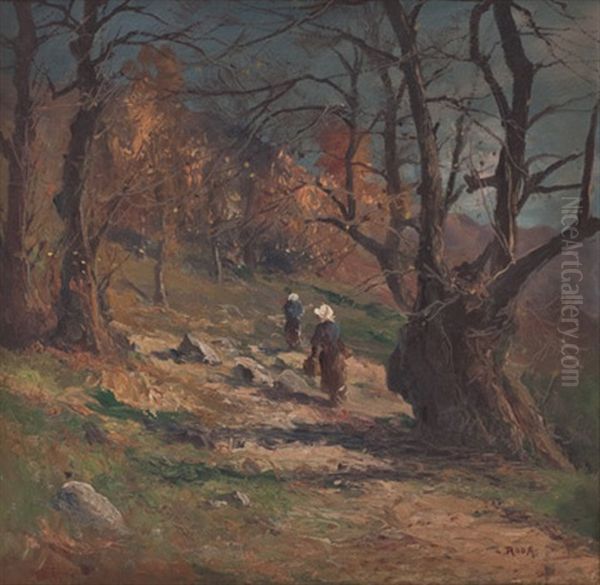 Bauerinnen Im Herbstlichen Wald Oil Painting by Leonardo Roda