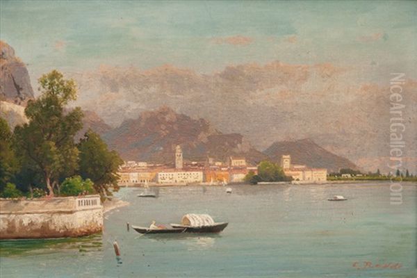 Riva By Lake Garda Oil Painting by Carl Gustav Rodde