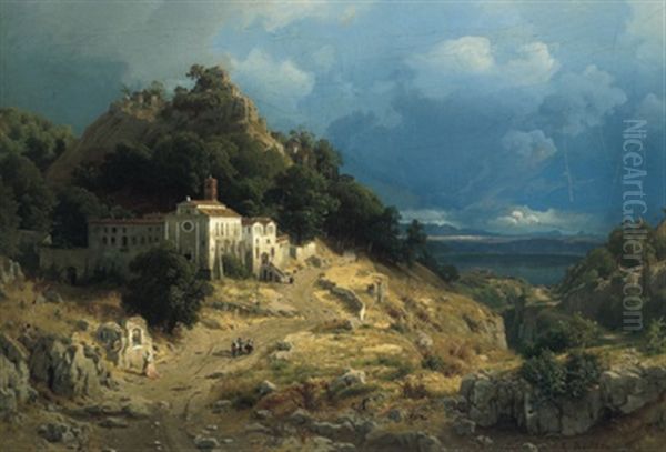 Italienisches Dorf In Den Bergen Oil Painting by Carl Gustav Rodde