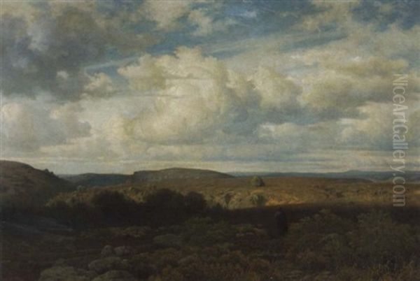 Schafer In Weiter Westfalischer Landschaft Oil Painting by Carl Gustav Rodde