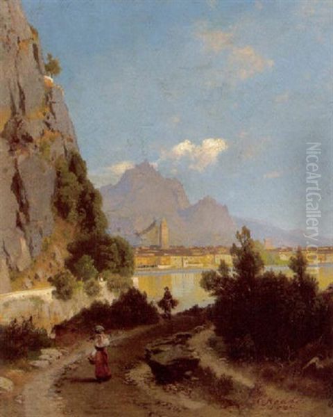 Blick Auf Riva Am Garda See Oil Painting by Carl Gustav Rodde