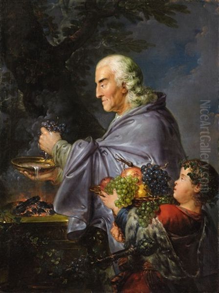 A Portrait Of Carl Samuel Becherer As Noah Proffering His Sacrifice Oil Painting by Bernhard (Christian Bernhard) Rode