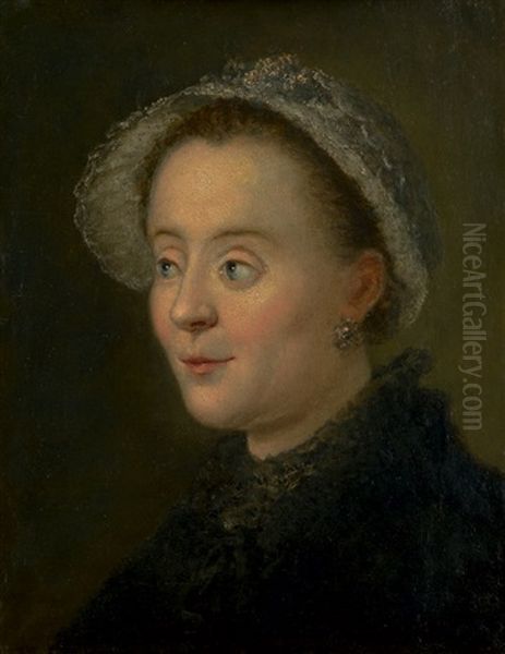 Portrait Einer Jungen Frau Mit Haube Oil Painting by Bernhard (Christian Bernhard) Rode