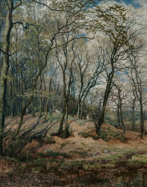 Spring In The Forest Oil Painting by Carl Rodeck