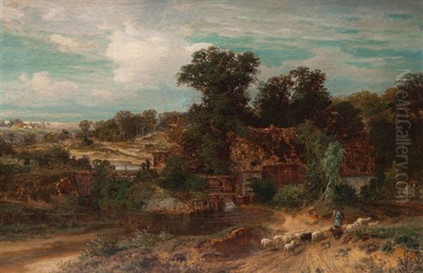 By The Water Mill Oil Painting by Carl Rodeck