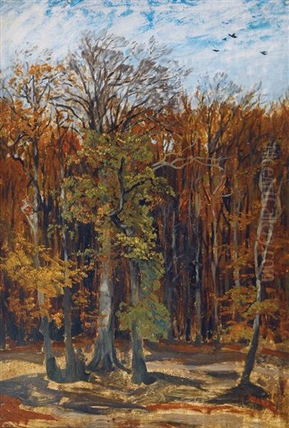 Sunny Autumn Day Oil Painting by Carl Rodeck