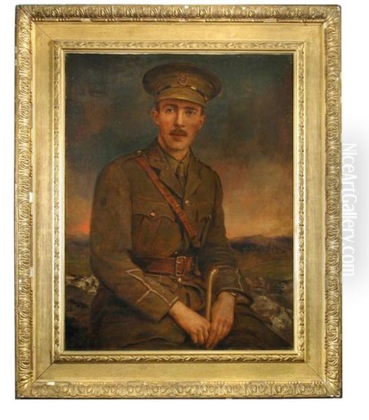 Portrait Of Lieutenant Joseph Parkes In Uniform Oil Painting by William Thomas Roden