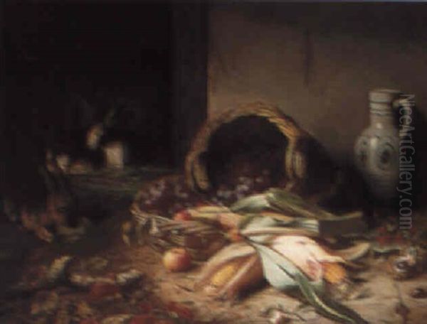 Harvest Still Life Oil Painting by Elselina Agenita Cornelia Roeder