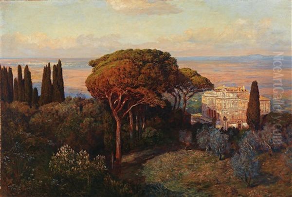 View Of The Villa Falconieri Oil Painting by Max Roeder