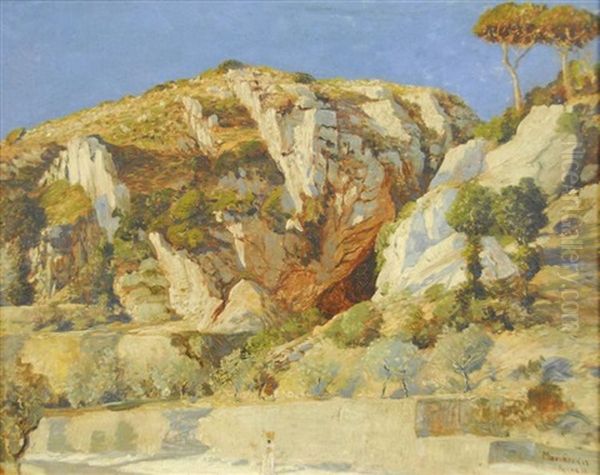 Italian Landscape With Figure by Max Roeder