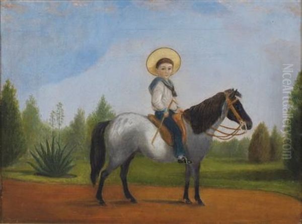 Untitled - Young Boy On A Pony by Charles (Rhodius) Rodius