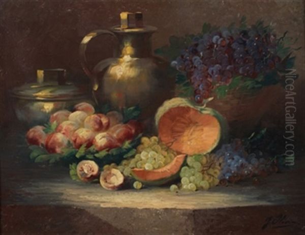 Bodegon De Frutas Oil Painting by Eugenio Oliva Rodrigo