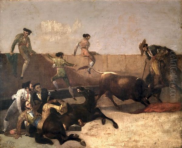 La Cogida Oil Painting by Manuel Rodriguez De Guzman