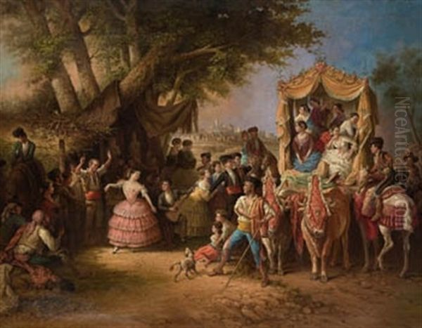 La Feria De Santiponce Oil Painting by Manuel Rodriguez De Guzman