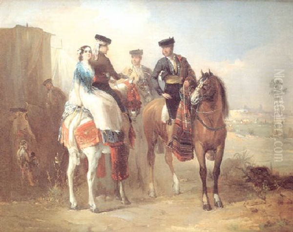 La Romeria Oil Painting by Manuel Rodriguez De Guzman