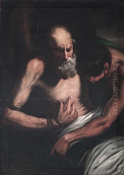 Descendimiento De San Pedro Oil Painting by Jose Maria Rodriguez De Losada