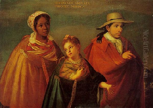 De Espanol, Y Mulata Produce Morisca Oil Painting by Juan Rodriguez Juarez