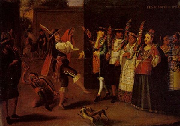 Desposorio De Indios Oil Painting by Juan Rodriguez Juarez