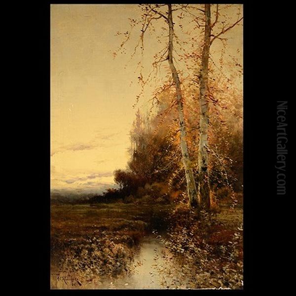 River Landscape Oil Painting by Alfred C. Rodriguez