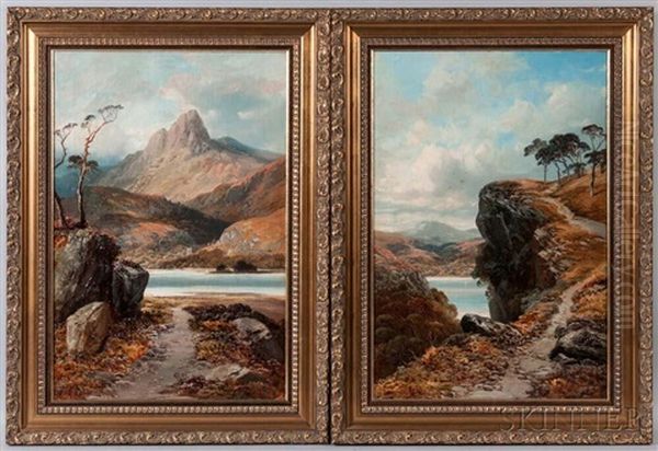 Pair Of Highland Landscapes Oil Painting by Clarence Henry Roe