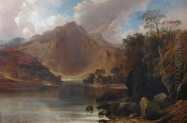 Calm On A Highland Loch Oil Painting by Clarence Henry Roe