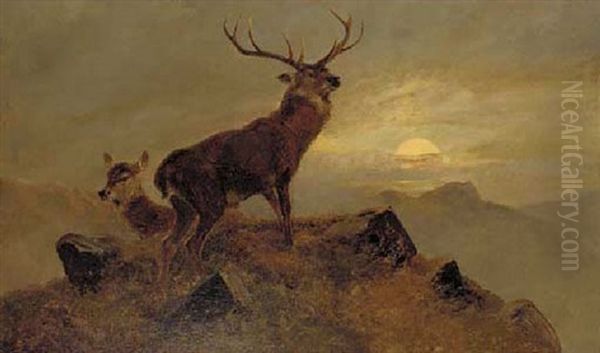 Dusk Over The Highlands Oil Painting by Clarence Henry Roe