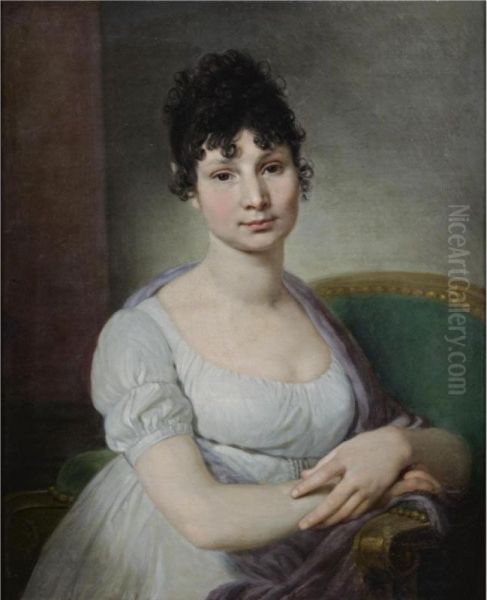 Portrait Of Praskovya Mikhailovna Bestuzheva Oil Painting by Vladimir Lukich Borovikovskii