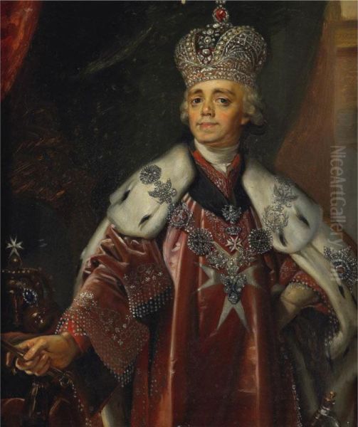 Portrait Of Paul I Oil Painting by Vladimir Lukich Borovikovskii