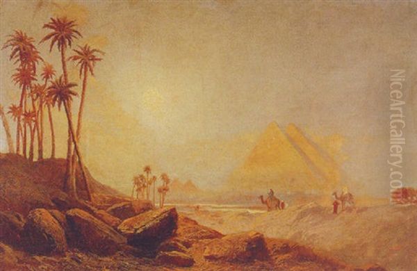 The Pyramids At Giza, Egypt Oil Painting by Clarence Henry Roe