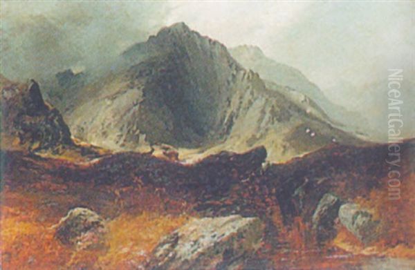 Ben Vorlich 3088ft By Loch Sloy Oil Painting by Clarence Henry Roe