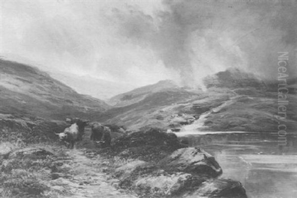 Rain In The Highlands Oil Painting by Clarence Henry Roe