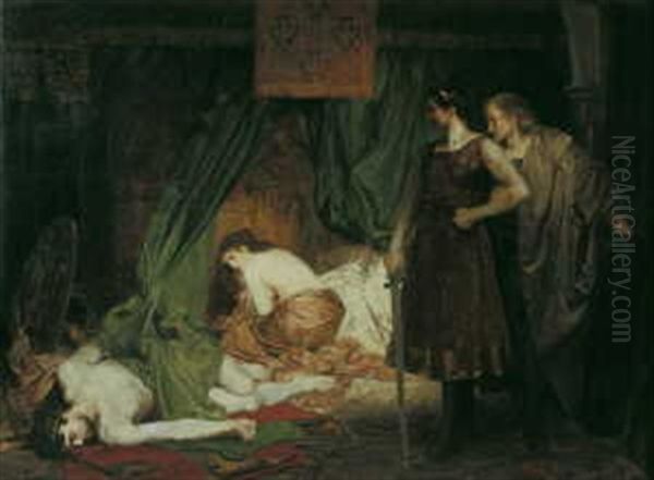 Der Tod Des Papstes Johannes Xii Oil Painting by Fritz Roeber