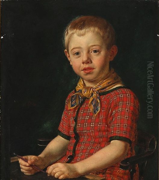 Portrait Of A Boy Oil Painting by Jorgen Roed