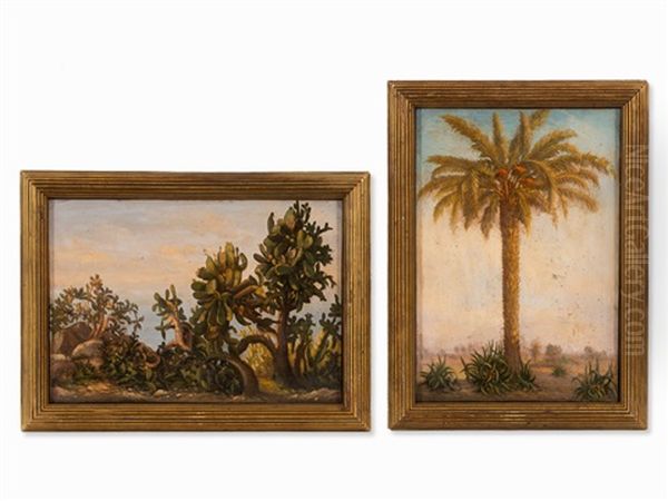 Pair Of Plant Studies Oil Painting by Jorgen Roed