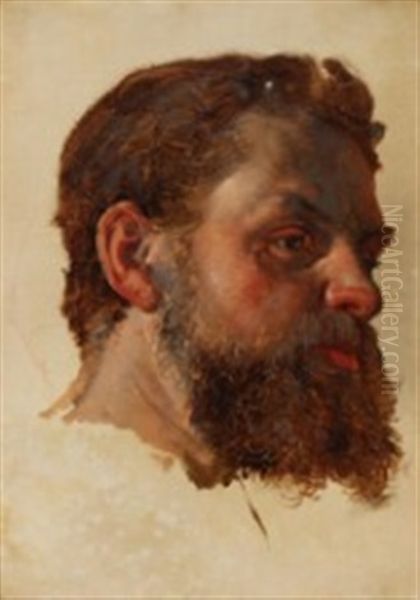 A Man With A Full Beard Oil Painting by Jorgen Roed