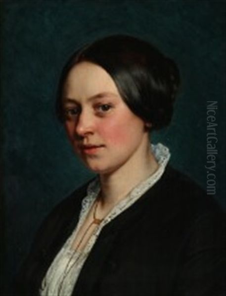 Portrait Of Mrs. Gad, Nee Tvermoe Oil Painting by Jorgen Roed