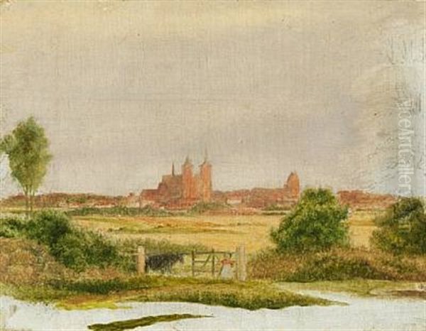 Roskilde Cathedral Seen From The Northwest Oil Painting by Jorgen Roed