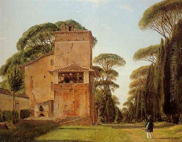 In The Gardens Of The Villa Borghese, Rome Oil Painting by Jorgen Roed