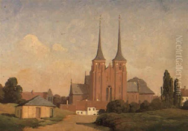 Roskilde Domkirke Oil Painting by Jorgen Roed