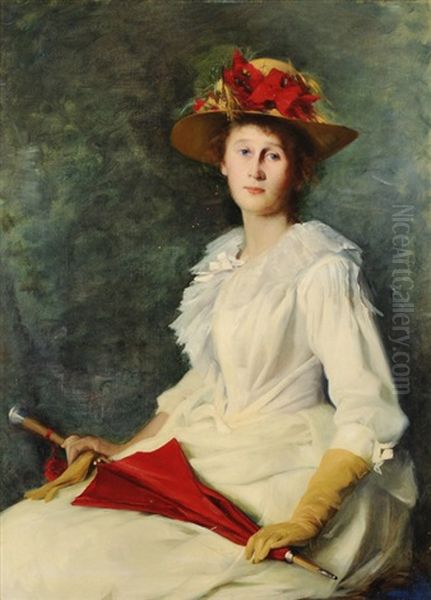 Helene Roderstein Mit Schirm Oil Painting by Ottilie W. Roederstein