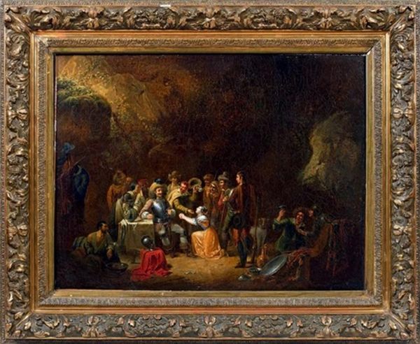 La Caverne Des Brigands, Sujet Tire De Gil Blas De Santillane Oil Painting by Adolphe Eugene Gabriel Roehn