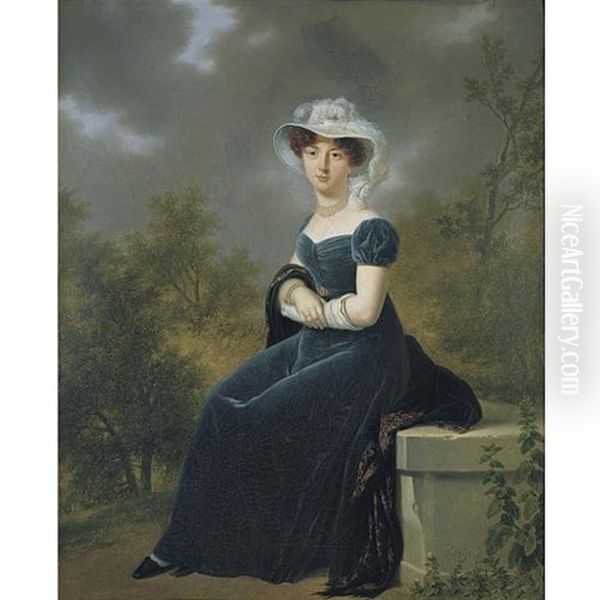 Portrait Of A Woman Oil Painting by Adolphe Eugene Gabriel Roehn